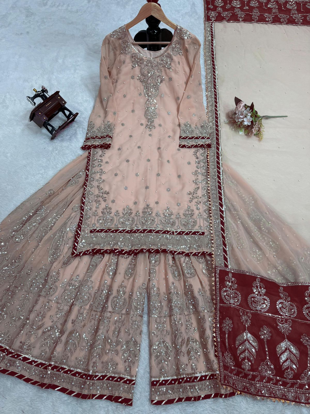 Blush Pink Embellished Sharara Set